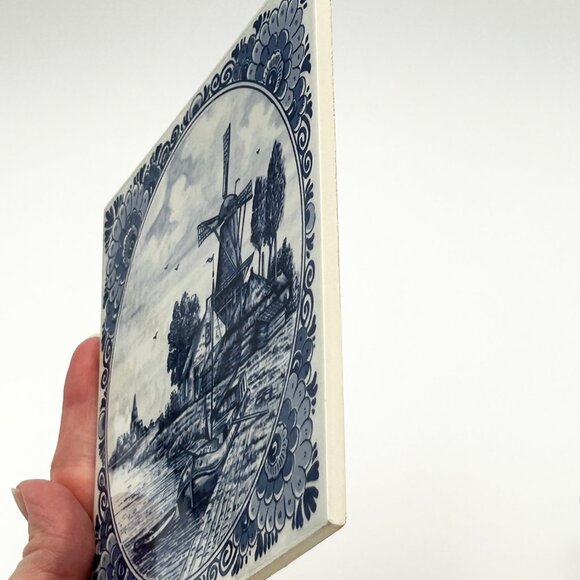 6" Delft Blue Holland Ceramic Tile With Windmill & Scenic Design - Picture 9 of 10